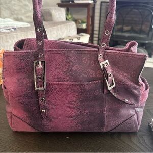 B. Makowsky Pink Shoulder Bag with Buckle Detail